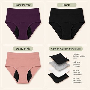 Culottes menstruelles en gros pour femmes, sous-vêtements absorbants en nylon et élasthanne à taille mi-haute avec entrejambe en coton – Fournisseur - Product Image 2
