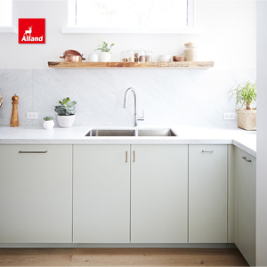 Allandcabinet ngà voi hiện đại cửa phẳng tủ bếp với sơn mài kết thúc gỗ Veneer Mở Kệ bền thiết kế tủ - Product Image 4