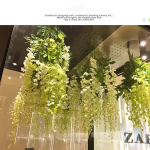 Hiasan Dinding Bunga Pernikahan Buatan Berkualitas Baik Menggantung Bunga Wisteria