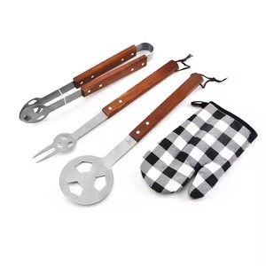 Hot Bán Nướng Thịt Nướng Kit 4 Pcs BBQ Nướng Ngoài Trời BBQ Công Cụ Thiết Lập Với Bóng Đá Hình Rollaway Oxford Túi Nướng Phụ Kiện - Product Image 6