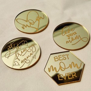 Honey And Sweetness Mother's Day Cake Decorations <b>Acrylic</b> <b>Mirror</b> Style Cake Plugin For Cupcake Decorating - Product Image 1