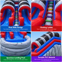 Ceyu Meilleure Vente Toboggan Aquatique Gonflable Commercial avec Piscine à Jets, Double Tunnel, Gris, Double Toboggan