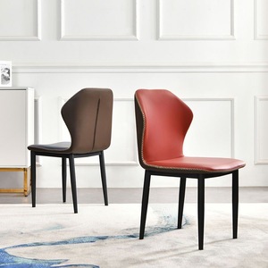 Nouveau restaurant moderne <span class=keywords><strong>tissu</strong></span> salle à manger <span class=keywords><strong>chaise</strong></span> pied en métal PU cuir salle à manger chaises - Product Image 2