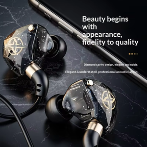 Écouteurs filaires à surface diamantée, écouteurs intra-auriculaires à crochet 3,5 mm, microphone, réduction active du bruit, cordon de 1,2 m, basses puissantes pour le jeu - Product Image 2