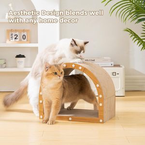 <span class=keywords><strong>Griffoir</strong></span> pour <span class=keywords><strong>chat</strong></span> durable et moderne en carton, antidérapant, sûr, grand format, avec tunnel de griffonnage, pour chats d'intérieur, toutes saisons, s'adaptant à la décoration de la maison - Product Image 6