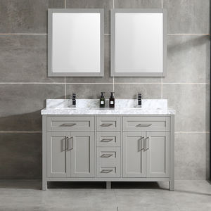 Meuble-lavabo de salle de bain haut de gamme de 60 pouces avec double vasque en céramique et caractéristiques résistantes à l'eau - Product Image 4