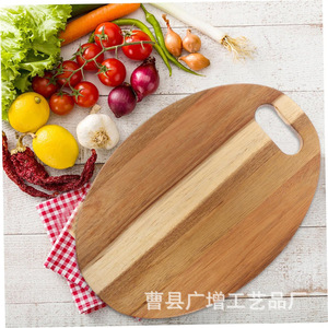 Acacia <b>Wood</b> Cutting Board Oval With Handle Solid <b>Wood</b> Chopping <b>Block</b> For Kitchen Use - Product Image 1