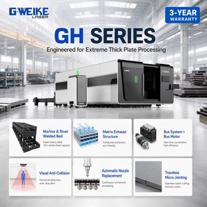 เครื่องตัดไฟเบอร์เลเซอร์ G-weike 3-6kW รุ่น 6025GH ขนาด 1500x3000 มม. สำหรับตัดเหล็กคาร์บอนหนา 15 มม. ระบบควบคุม Cypcut รองรับไฟล์ AI/BMP/PLT - Product Image 1