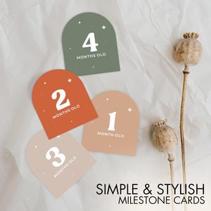 Arche de cadeau de douche de bébé imprimée double face Baby Milestone Age Photo Prop Beautiful Baby Monthly Milestone Card - Product Image 3