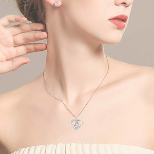 Hot Sales Deloach 925 Sterling Silver Rhodium Plated Vintage Zircon <strong>Mother</strong> <strong>Daughter</strong> Love Heart Pendant Necklace Engagement Party - Product Image 2