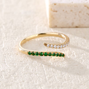 Bague en or 18 carats classique, très vendue, de haute qualité, avec grenat vert certifié, scintillante, déconnectée, cadeau pour petite amie, anniversaire - Product Image 5