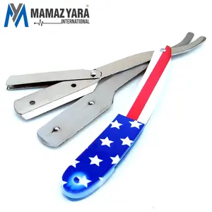 Coiffeur professionnel Rasage Rasoir Coupe Gorge Couteau Pliant USA Drapeau Motif MYI-BTY-00123