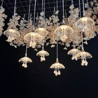 Nouveau lustre LED lumière 10 têtes méduse acrylique transparent lumière de méduse volante pour la décoration de plafond de fête de mariage