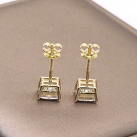 Boucles d'oreilles fantaisie en moissanite 1 carat, véritable or jaune 14 carats / or blanc / or rose, fermoir à vis, coupe princesse, boucles d'oreilles en moissanite