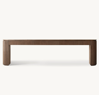 Nouvelle table d'entrée en chêne massif au design luxueux sculpté, table console pour canapé