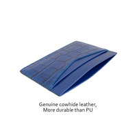 Porte-Cartes de Crédit Minimaliste Slim en Cuir Véritable Motif Crocodile, Luxe et Personnalisé, Unisexe avec Blocage RFID
