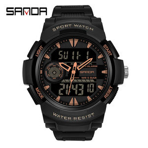 SANDA Fashion – montre numérique pour hommes, étanche aux chocs, double montre-bracelet LED, réveil, réveil, horloge Cool, 6002 - Product Image 6