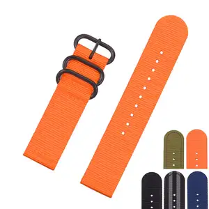 ساعة يد نايلون من قطعتين من قماش LAIHE ، 20 ، 22 ، 24 أحزمة ساعة سوداء ناعمة وقابلة للتنفس قابلة للتعديل مع حلقات - Product Image 1