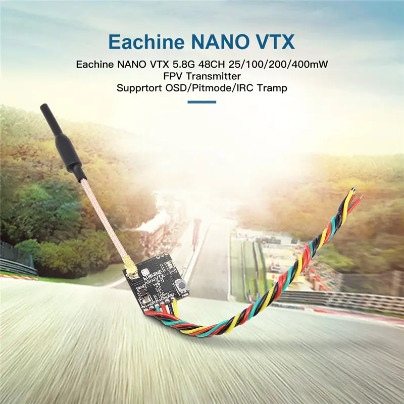 Eachine VTX 5.8GHz 48CH 25/100/200/400mW Switchable Support OSD/Pitmode/IRC Tramp FPV Transmitter For RC Drone Quadcopter Accs