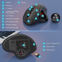 JOMAA Mouse Trackball Nirkabel Gaming Ergonomis 2.4G Rollerball Isi Ulang Pelacakan Bola Kontrol Jempol Mudah 3 CPI yang Dapat Disesuaikan