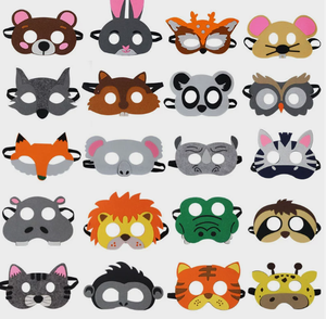 Luckykoo Children's Day Headwear Non-woven Cartoon Animal <strong>Mask</strong> Frog <strong>tiger</strong> Kindergarten Performance Props Eye <strong>Mask</strong> - Product Image 1
