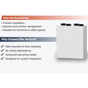 Système de ventilation à récupération de chaleur LANSTEP HRV avec moteur EC et mode bypass, installation verticale pour projets résidentiels - Product Image 4
