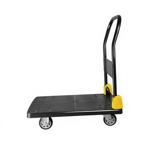 Chariots à main pliables en plastique robustes avec poignée, revêtement en poudre noire, capacité 600 kg, pour l'industrie - Product Image 2