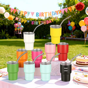 Verre à shot en acier inoxydable à double paroi avec paille, personnalisable avec logo, réutilisable, écologique, pour promotion, mini 3oz 5oz 7oz, pour <span class=keywords><strong>Tequila</strong></span> - Product Image 1