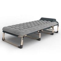 Lit d'appoint pliable portable avec matelas capitonné et oreiller, lit compact avec matelas souple pour dortoir, voyage, camping