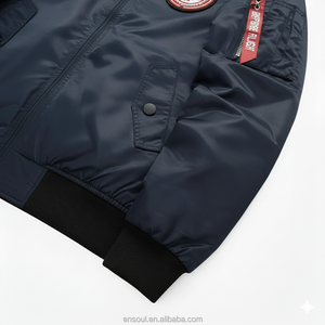 ES <strong>Custom</strong> Embroidered Patchwork Logo Winter Thick Screen Printing Aviator Pilot Retro <strong>MA</strong>-1 Bomber Flight Zipper Jacket Men - Product Image 2