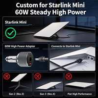Cargador de Coche 3 en 1 de 60W para Starlink Mini, Adaptador de Corriente para Coche con Múltiples Puertos DC+USB-A+USB-C para Encendedor de Cigarrillos
