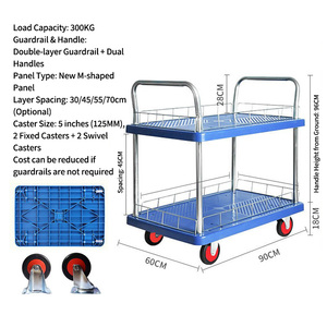 2026 Multilayer Plastic Tool Cart Two-Story <b>Trolley</b> with <b>Platform</b> Guardrail Fence Flatbed Truck Four-Wheel Wheel - Product Image 5
