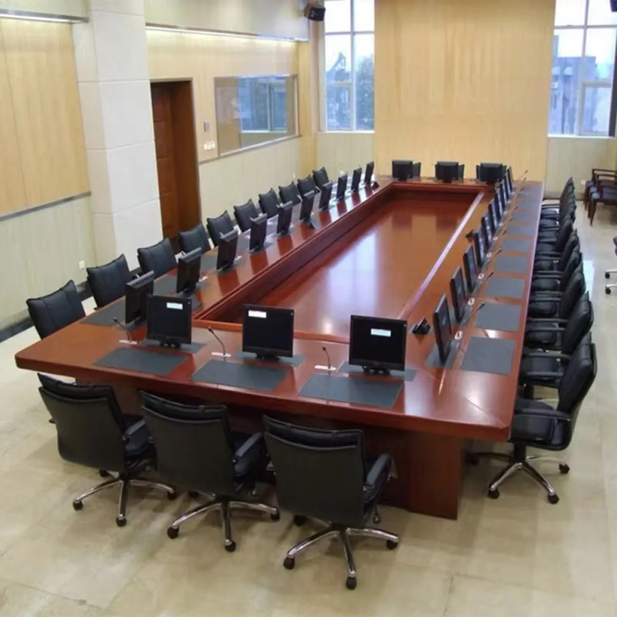 Высококачественный современный деревянный стол для конференций и собраний на 20 персон большого размера для правительства