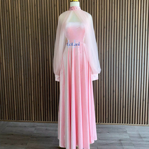Vestido de fiesta de noche de terciopelo y gasa con corte en A y manga regular para mujer, estilo High Street, de Vietnam - Product Image 1