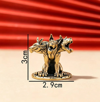 Statue de loup à trois têtes en laiton, artisanat en métal, figurine de dessin animé, best-seller en gros