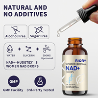 Bioby 500mg, Gotas Liposomales de NAD+ para Mujeres, Marca Privada OEM, Antienvejecimiento, Regeneración Celular, Apoyo al Metabolismo Energético, 60ml