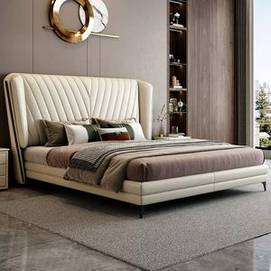 <span class=keywords><strong>Lit</strong></span> en cuir léger de luxe moderne et minimaliste, mobilier de chambre à coucher, lits rembourrés - Product Image 1