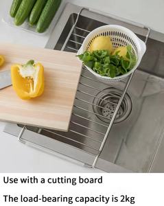 Étagère <span class=keywords><strong>extensible</strong></span> réglable en acier inoxydable pour égouttoir à vaisselle au-dessus de l'évier - Product Image 6