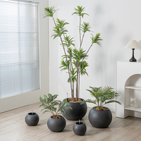 Pot de fleurs rond en plastique PP doré, finition sablée, mèche d'auto-arrosage, décoration de bureau intérieure pour plantes succulentes.