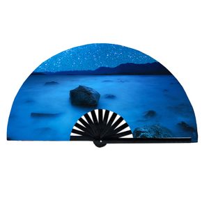 Abanico de mano grande y plegable de bambú, fabricante personalizado, venta al por mayor, arcoíris - Product Image 2