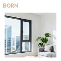 Ventana Abatible de Aluminio con Vidrio Templado, Impermeable, Hermética, Anti-UV, de Marco Delgado, Directo de Fábrica, para Cine en Casa