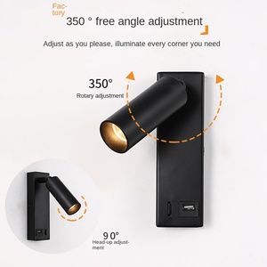 Lámpara de pared LED redonda con carga USB, 3W, ángulo ajustable, Hotel, hogar, dormitorio, iluminación de noche - Product Image 3