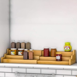 Bamboo Tiered Storage Rack 3 Floors Cosmetic Organizer Desktop Makeup Display <b>Stand</b> - Product Image 3