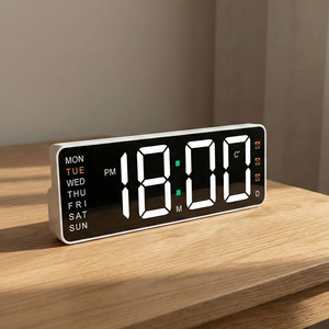 Desktop <b>LED</b> Electronic Alarm <b>Clock</b> Voice Control Rectangle Shape Battery Powered Living Room Bedroom Student Use - Product Image 2
