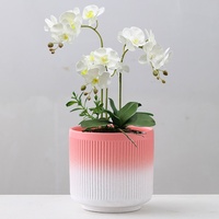 Pot de fleurs en céramique à rayures verticales de style nordique minimaliste, taille moyenne/grande, pour la maison, le bureau, le balcon, la table, Phalaenopsis