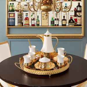 Set di tazze da tè pomeridiane in porcellana squisita europea di lusso in ceramica dorata tazza da caffè e piattino regalo - Product Image 2