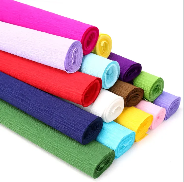 China Hot Sale Heavy Crepe Paper Roll 100g 120g 150g Stretchy Flower Making Crepe Paper 50x250cm Art Craft Paper