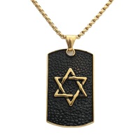 Yunnique Collier pour homme en acier inoxydable plaqué argent, chaîne à maillons avec pendentif étoile à six branches, design géométrique, style punk rétro, chien