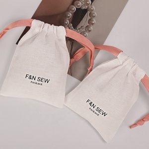 Luxury Soft Linen Cotton Jewelry Drawstring Closure Packaging <b>Bag</b> Eco Friendly <b>Small</b> <b>White</b> Cotton Drawstring <b>Bag</b> with Logo - Product Image 5