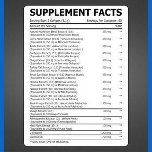 Cápsulas de Hongos de Alta Calidad al por Mayor OEM, Smart Ritual para Mentes Modernas, Apoyo para la Concentración Cerebral, Antioxidante, Refuerzo Inmunológico - Product Image 2